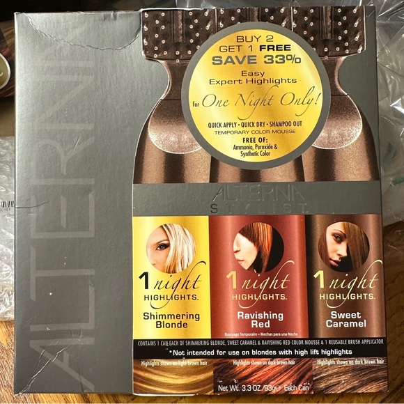 ALTERNA 1 NIGHT TEMPORARY HIGHLIGHTS COLOR MOUSSE BLONDE RED CARAMEL - Picture 2 of 2